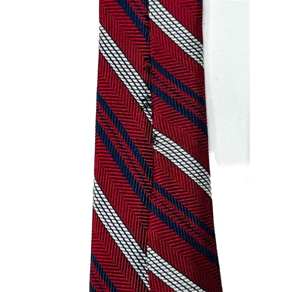 Vintage Christian Dior Neck Tie Men’s Red White Blue 90s Stripes Silk 56.5" x 3" - Picture 6 of 9